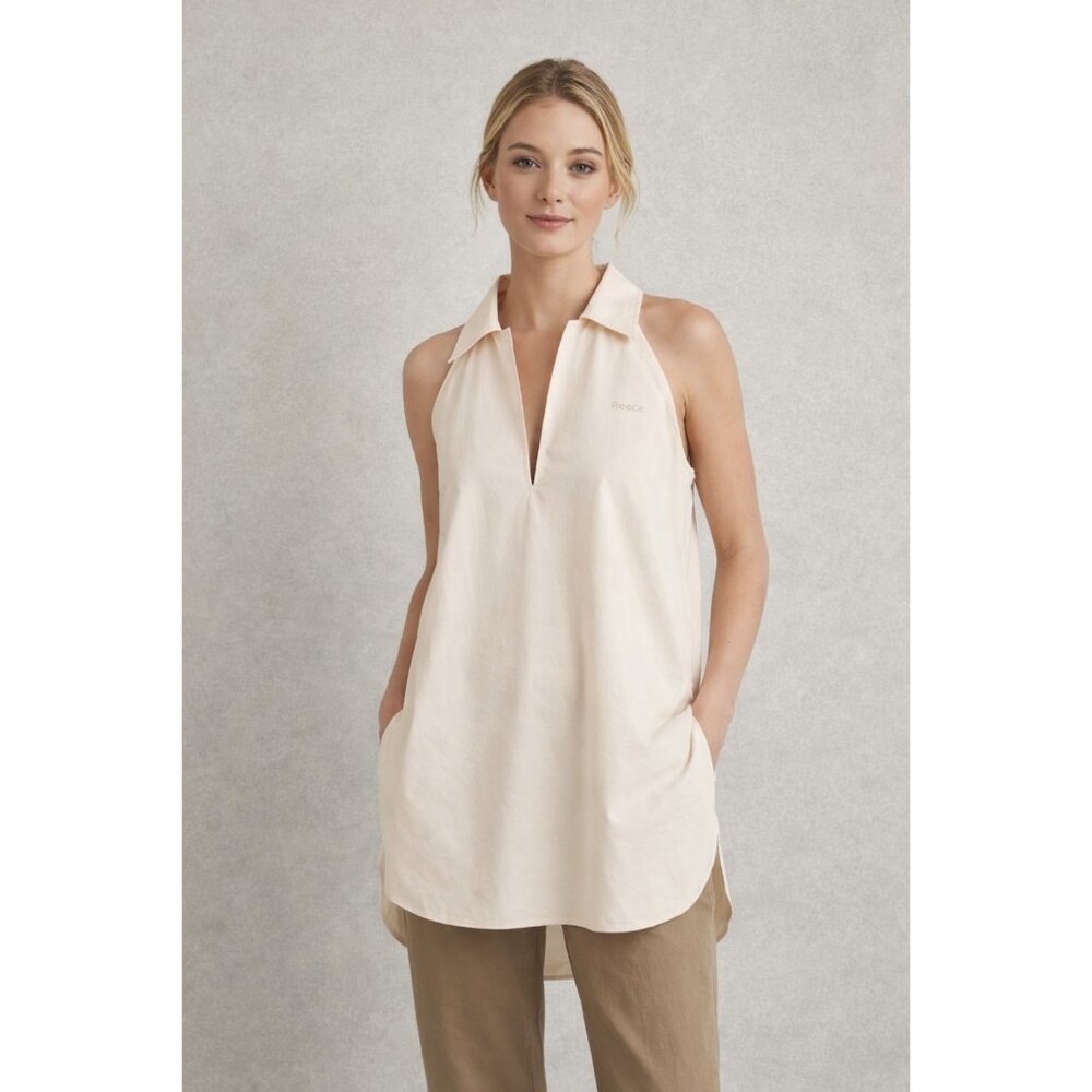 Reiss Shirt Top Size 18 Cotton Blend Sleeveless V Neck Racerback NEW